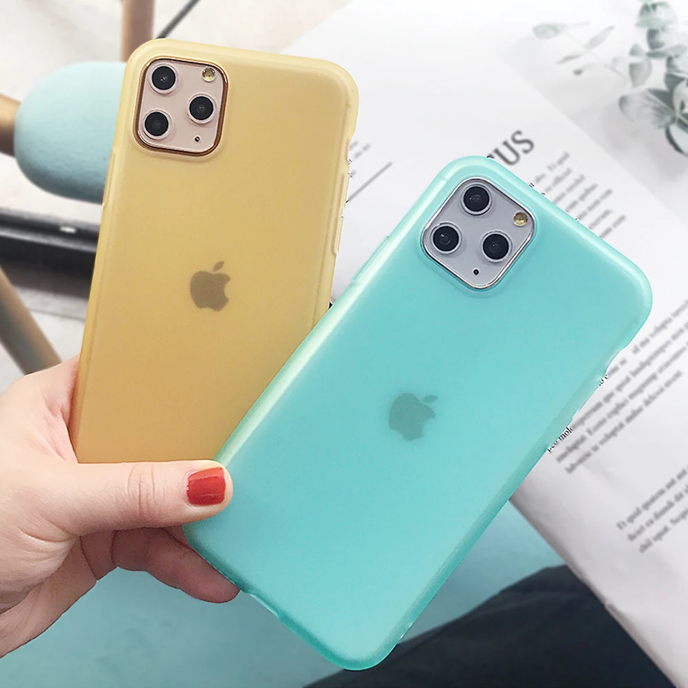 Прозрачный яркий однотонный чехол для телефона для iPhone 11 Pro Max X XR XS Max 6 6S 7 8 Plus Мягкая силиконовая задняя крышка на весь корпус Coque