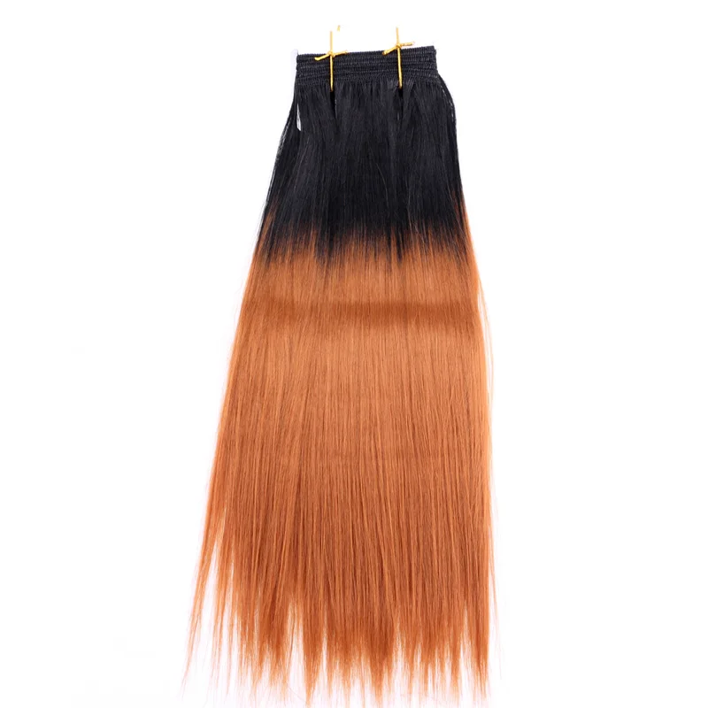 8-20 дюймов Цвет#2 натуральный черный высокая температура Синтетические волосы для наращивания двойной уток прямые волосы пучки для женщин - Цвет: T1B/30