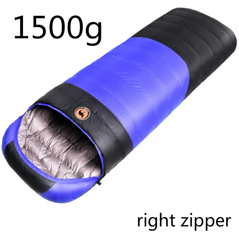 S Blue right 1.5 кг/1.7 кг Ультралегкий спальный мешок конверт сделан из белого утиного пуха, удобный спальный мешок в размере 210*80 см - Цвет: S Blue right