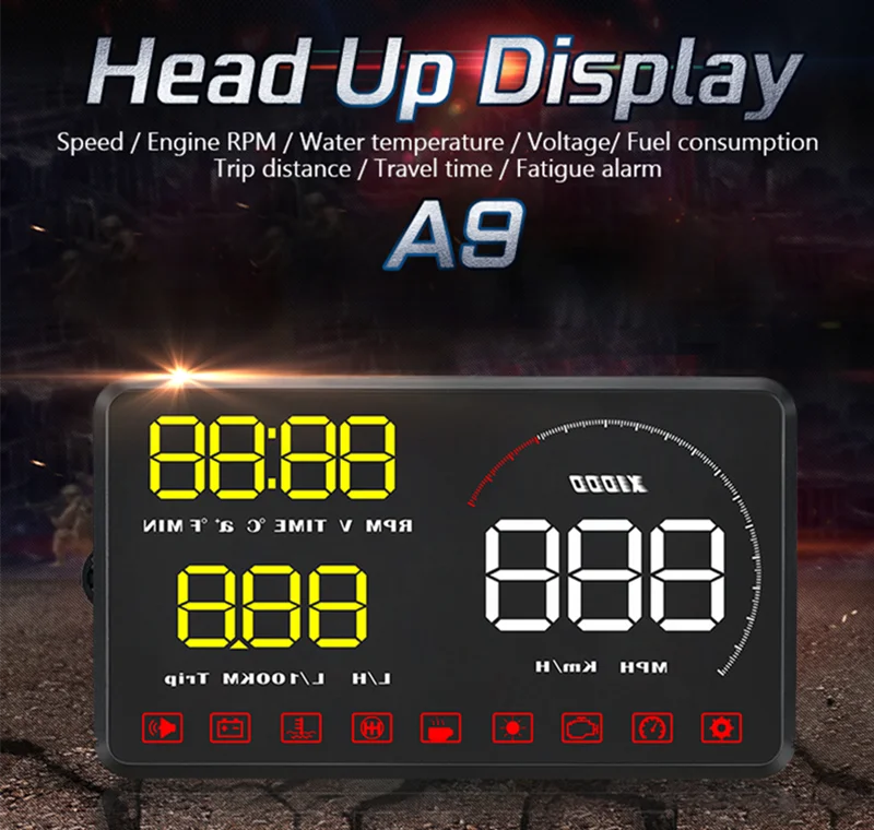 KAJARN HUD A9, 5,5 дюймов, автомобильный диагностический инструмент, OBD2, дисплей на лобовое стекло автомобиля, многофункциональный дисплей, сигнализация напряжения