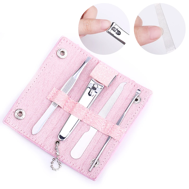 

4PCS Nail Care Tool Set Stainless Steel Nail File Clipper Sccisor Cuticle Pusher Nail Art Tools Kit with Travel Case Design
