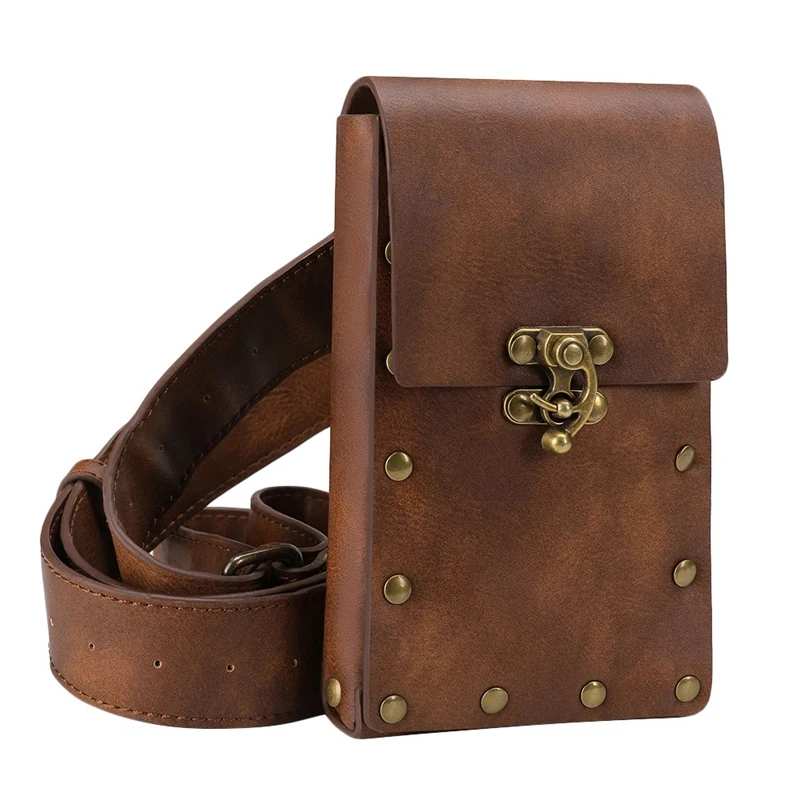 

Medieval Renaissance Adult Male Knight Leather Vintage Pocket Belt Clothing Bag