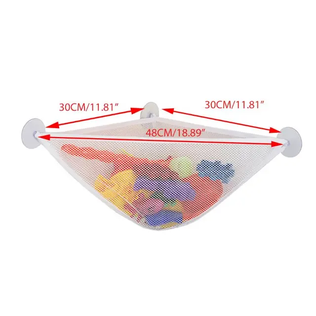 Net Bath Toy Triangle Support Holder Mesh Cloth Drain Bag Multi-function Bathroom Storage Bag Kids Baby Mesh Bathroom Organiser 2