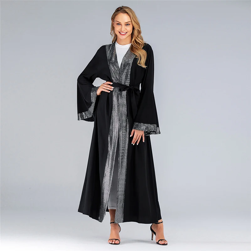 Женское кимоно abaya с блестками, мусульманское платье, одежда для ...