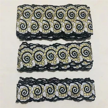 

15Yards High Quality Beautiful Stones Lace Ribbon Tape 3pcs Lace Trim DIY Embroidered For Sewing Decoration african lace fabric