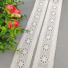 

4cm*5yards embroidery flower Cotton hollow flower lace trims for wedding dress Water soluable lace trimmings for clothes