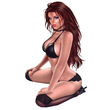  PINUP GIRL PINK DRESS HIGH HEELS BUMPERSTICKER VINYL STICKER Sexy Anime Girl DECAL 