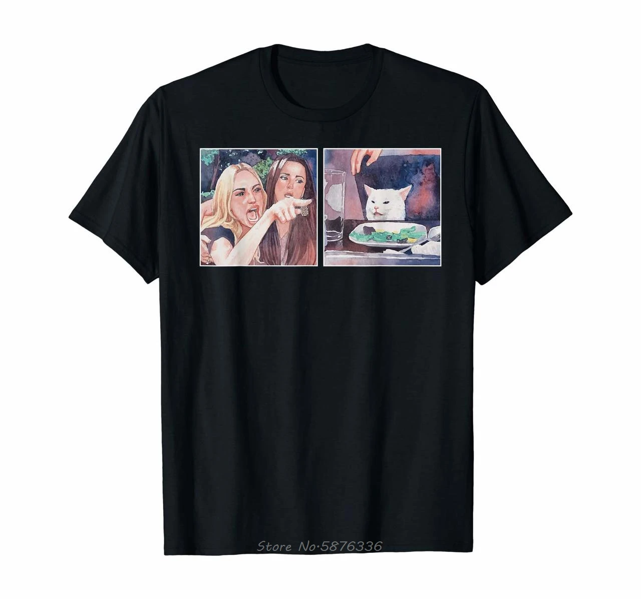 Футболка женская/мужская из хлопка с изображением кота | Мужская одежда