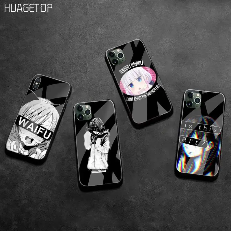 Чехол для телефона HUAGETOP LEWD Sad в японском стиле аниме закаленное стекло iPhone 11 Pro XR XS