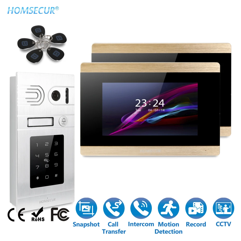 HOMSECUR 7\ Video Door Intercom Phone System Touch Screen Monitor Password Keyfob Unlock Flush Mount Camera BC071-S+BM715-G HOMSECUR 7\ Video Door Intercom Phone System Touch Screen Monitor Password Keyfob Unlock Flush Mount Camera BC071-S+BM715-G