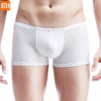 

3pcs Xiaomi Men Ice Silk Underwear Thin Translucent Sexy Boxer Pants Mesh Seamless Breathable Men's Shorts Panties Man Underpant