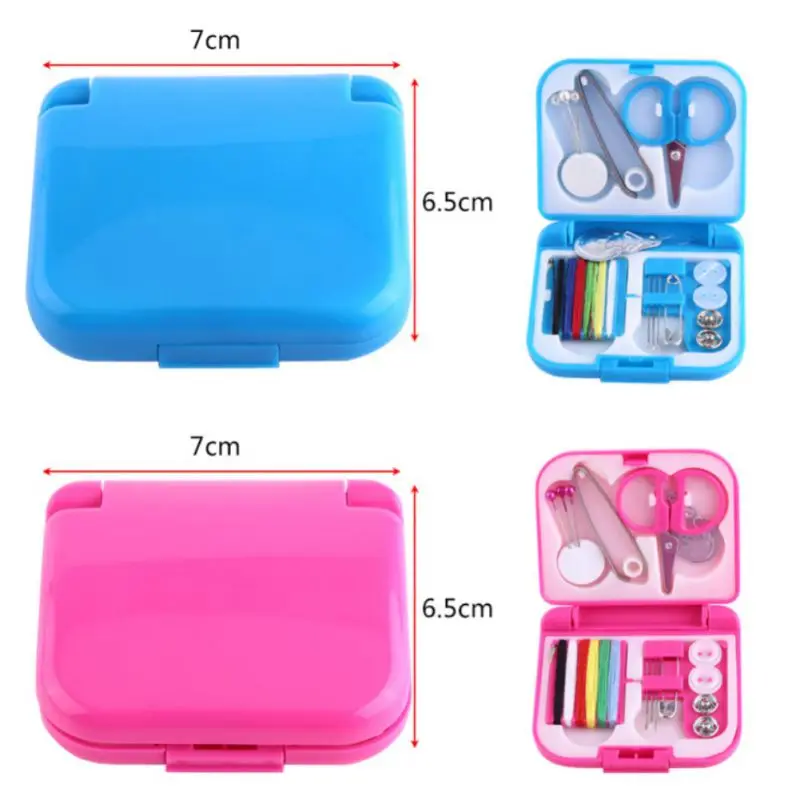 Sewing Box Needle Threads Box Set Storage Box Portable Travel Scissor Thimble Buttons Pins Home Tools Travel Sewing Kit 2 Colors