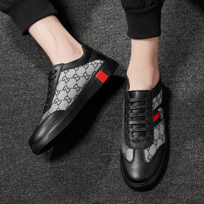 

Mens Casual Lace Up Sneakers 2019 fashion lace-up breathable mixed colors PU leather Mens Vulcanized Flats Shoes size 38-46