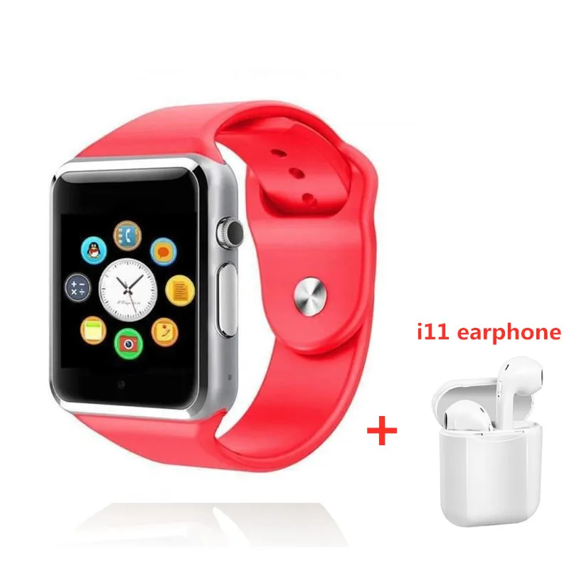 Red watch and i11 Безграничные, Прямая, A1, наручные часы, Bluetooth, Смарт-часы, спортивные, шагомер, с sim-камерой, умные часы для Android PK iwo 8 W34 - Цвет: Red watch and i11