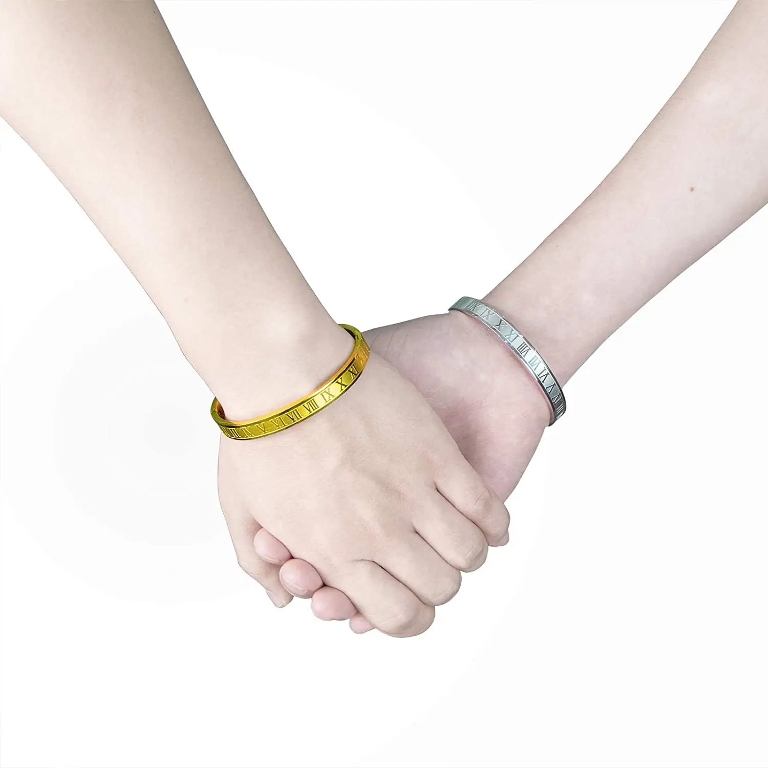 Bracciale Rigido Di Lusso Bracciale In Acciaio Inossidabile Con Intaglio Di Numeri Romani Coppia Braccialetto Romano Per Gioielli Da Uomo E Donna - Foto 5