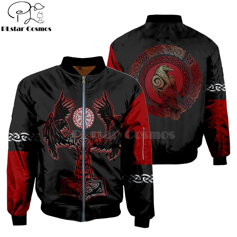Viking Tattoo 3D bomber куртки толстовки для мужчин женщин Новая мода молния с капюшоном длинный рукав пуловер унисекс Norse косплей одежда-8