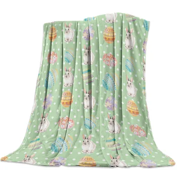 

Easter Egg Wave Dot Green Throw Blanket Sofa Bed Throw Blanket Kid Adult Warm Blanket for Beds Coral Fleece Fabric