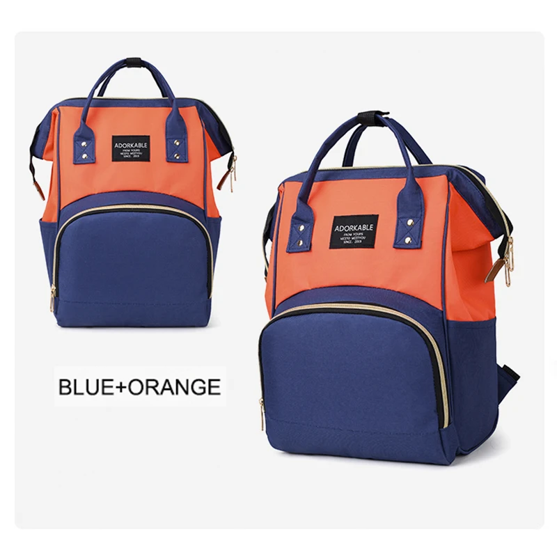 BLUE ORANGE Модная сумка для подгузников, детская сумка, рюкзак Mochila, органайзер для мамы и ребенка, большая сумка для мамы, папы - Цвет: BLUE ORANGE