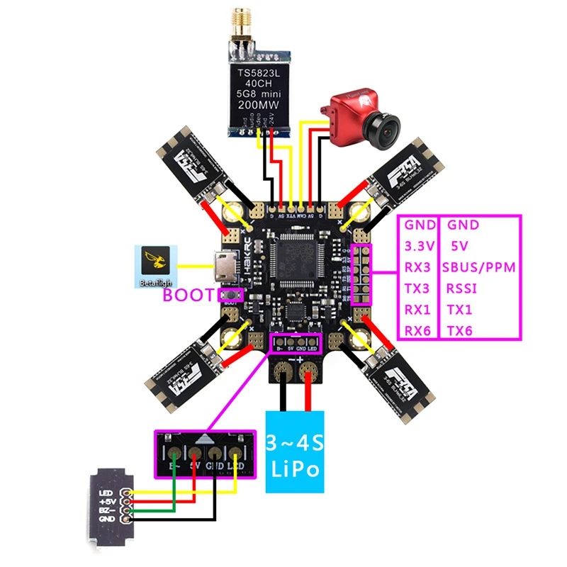Matek Systems BetaFlight Контроллер полета встроенный PDB OSD 5 V/2A ток Сенсор для дрона с дистанционным управлением для дистанционно управляемого мультикоптера