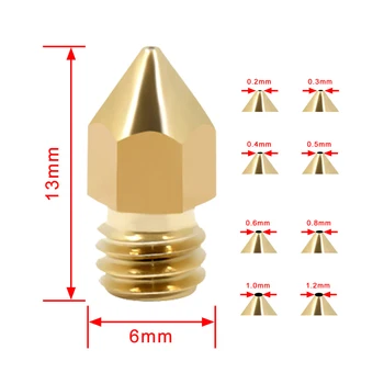 

10pcs/lot 3D Printer Nozzle 0.2/0.3/0.4/0.5/0.8/0.56mm/1.2MM Options Extruder Print Head 3D Nozzle 3D Printer Part For 1.75MM