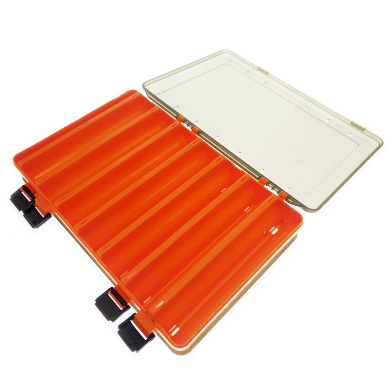 Двухсторонний пластиковый корпус рыболовные снасти коробочки для хранения аксессуары для блесна - Цвет: Orange S