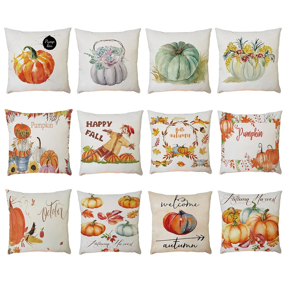 

45x45cm Fall Halloween Pumpkin Cushion Cover Waist Throw Pillow Cover Polyester Cushion Case Sofa Bed Living Room dropshipping