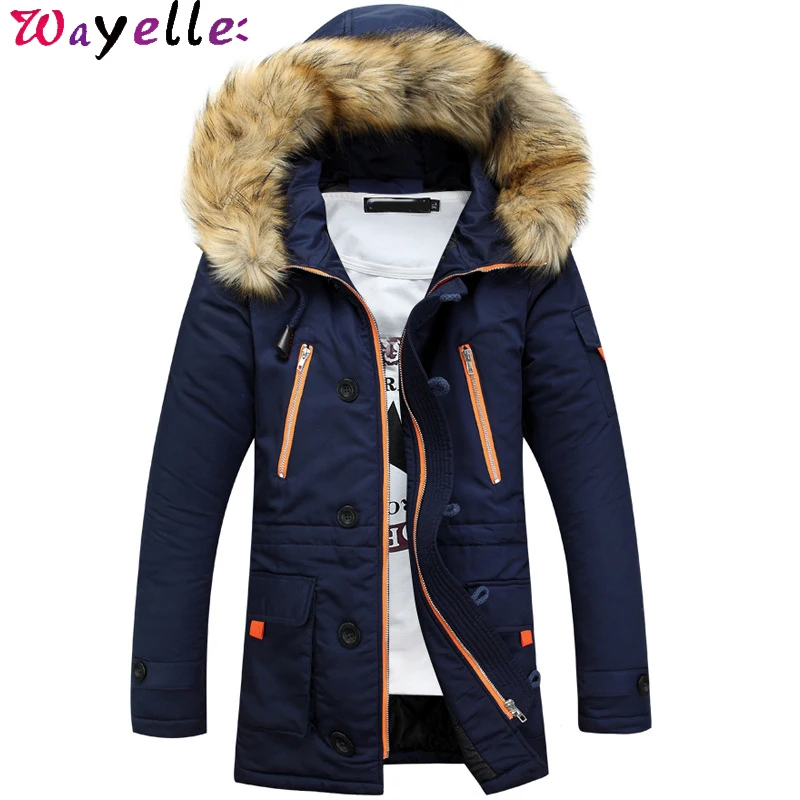 Men Winter Jacket Coat 2019 Winter Thick Warm Faux Fur Collar Cotton Padded Hooded Long Parkas Men Waterproof Windbreaker Jacket Men Winter Jacket Coat 2019 Winter Thick Warm Faux Fur Collar Cotton Padded Hooded Long Parkas Men Waterproof Windbreaker Jacket