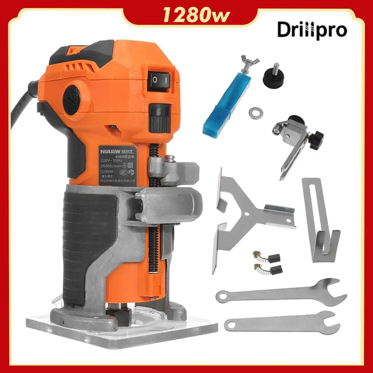 220V Electric Trimmer 1280W 35000r/min Wood Trimmer Electro Tools Router Wood Milling Machine for Joiners Renovator Woodworking