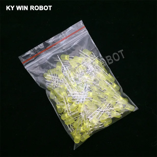 100pcs 5mm LED Diode 5 mm Assorted Kit White Green Red Blue Yellow Orange Pink Purple Warm white DIY Light Emitting Diode 100pcs Yellow