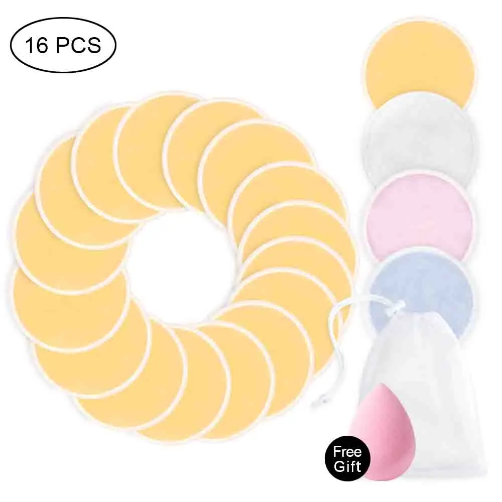 

4/8/10/16pcs Washable Cotton Pads Microfiber Make Up Remover Pads Reusable Three Layers Makeup Face Wipes With Mesh Laundry Bag