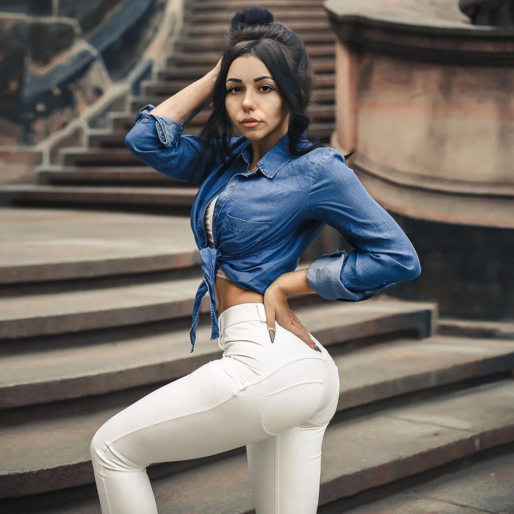 Белые облегающие леггинсы Melody с искусственной кожей женские спортивные брюки