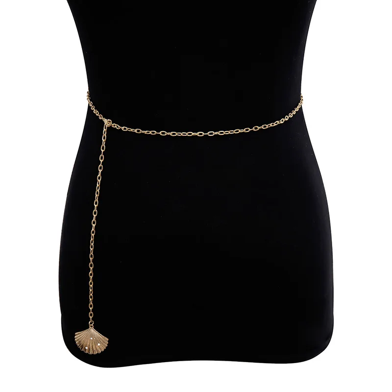 

Charming Women's Alloy Waist Chain Gold Silver Single Layer Shell Waist Chains Personality Designer Dress Decoration Chain