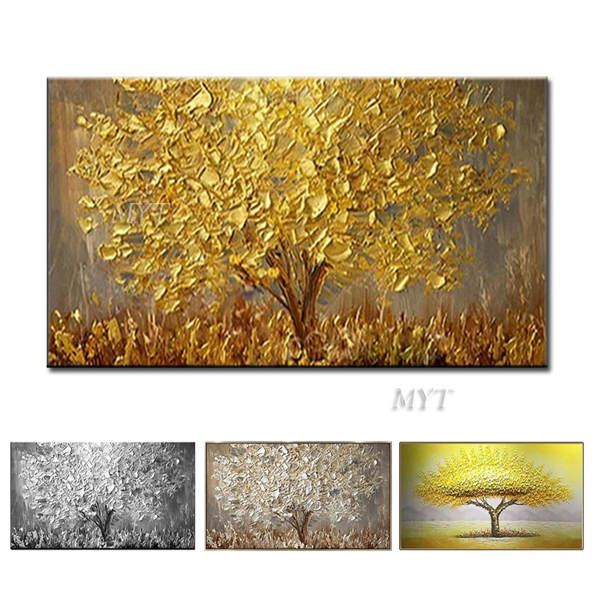 Online Neue Handgemachte Große Moderne Leinwand Kunst Ölgemälde Messer Goldene Baum Gemälde Für Home Wohnzimmer Hotel Dekor Wand Kunst bild