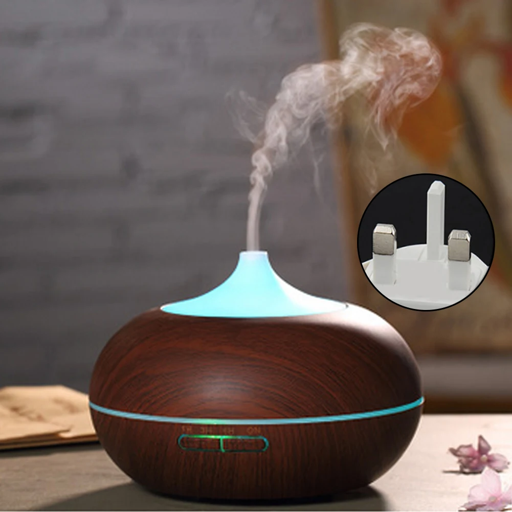 dark brown UK plug СВЕТОДИОДНЫЙ Красочный увлажнитель воздуха Эфирное масло Арома диффузор ароматерапия 10-16 часов - Цвет: dark brown UK plug
