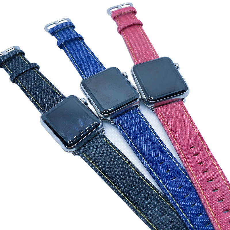 Джинсовый кожаный ремешок для Apple Watch 4 42 мм 38 Модный повседневный iWatch5 3 сменный в