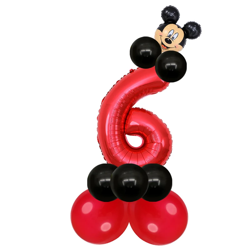 17 шт./лот Красный номер Микки фольгированные шары в форме головы Минни для 1-го дня рождения Декор детские игрушки душ латекс Globos - Цвет: 17