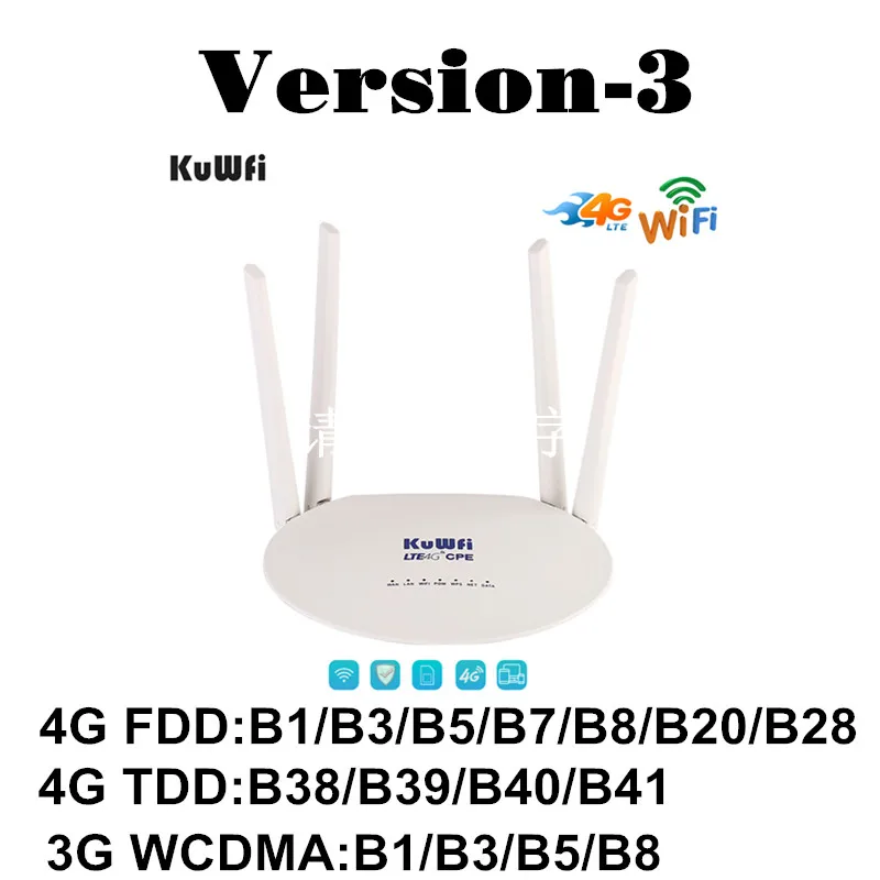 KuWFi CAT6 4G LTE Wifi роутер 300 Мбит/с 4G беспроводной Wifi CPE разблокированный Глобальный FDD/TDD глобальная Sim с внешней антенной и портом Lan - Цвет: CAT6CPE812