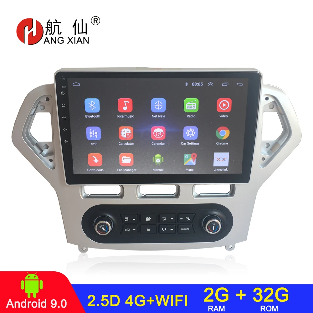 Автомагнитола ZHUIHENG 2 din Android 9 0 для Ford Mondeo 2007 2010 Автозвук кондиционера 2G + 32G 4G