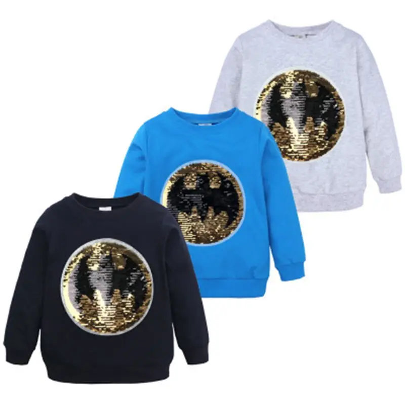 Новые свитшоты для мальчиков с принтом летучая мышь свитер длинными рукавами