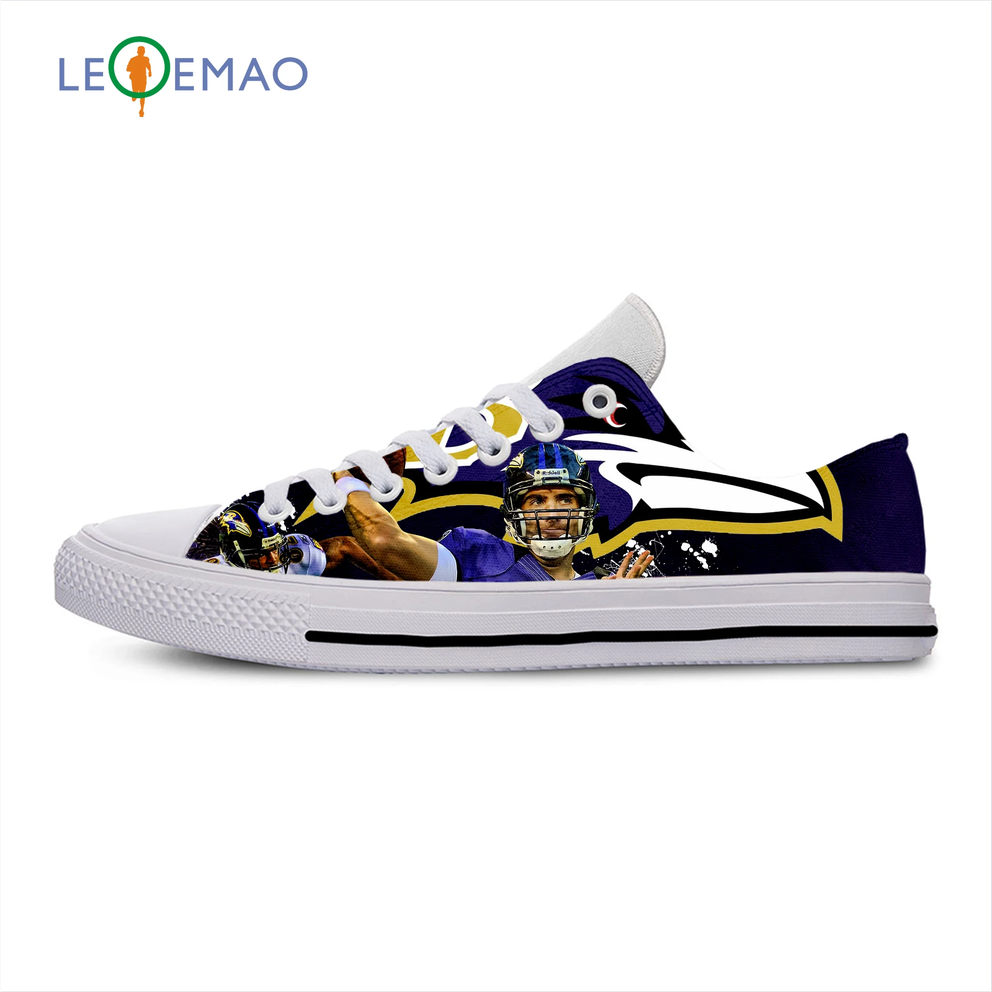 

Fashion custom Ravens logo Canvas Shoes for men Custom Baltimore fans Print Spring Casual Lace-up Breathable Flat