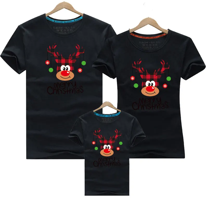 thumbnail image 1 of Ropa familiar a juego de Feliz Navidad Camisetas con estampado de ciervos de dibujos animados Tops para madre e hija Padre Hijo Mamá Look familiar Niños, 1 of 5