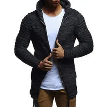 Мужская куртка, жакет, верхняя одежда с капюшоном мужская куртка новая мода осень зима сплошной цвет с капюшоном молния вязаный кардиган пальто мужская одежда