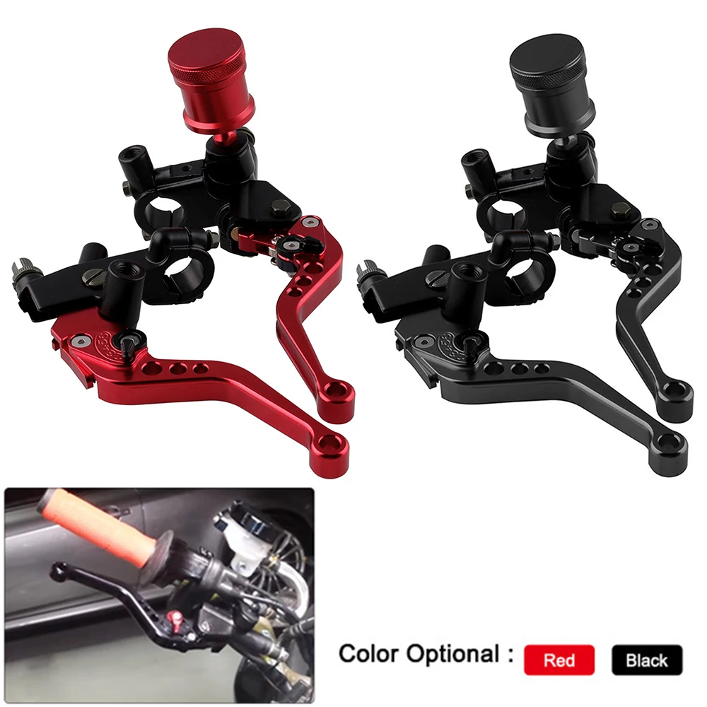 

2pcs Brake Clutch Pump Lever Motorcycle Handlebar Brake Clutch Master Cylinder Lever Reservoir for 7/8" 22mm Handlebar Black/Red
