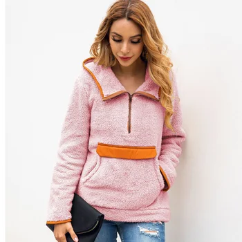 

2019 Long Sleeve Autumn Winter Warm Thick Fleece Coat High Quality Hooded Hoodies Women Fashion Zipper Pocket Loose Pullover Hot
