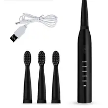 Для взрослых и детей, электрические зубные щетки, водонепроницаемые, 5 режимов, USB, беспроводной, перезаряжаемый, для путешествий, портативный, с 4 мягкими головками, уход за полостью рта