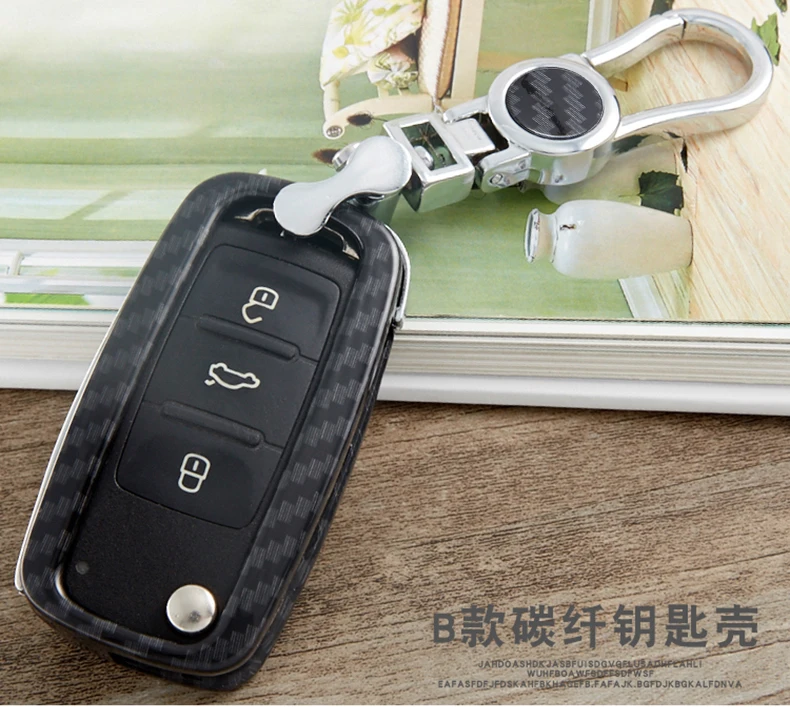 Сумка-Футляр для ключей из углеродного волокна для Volkswagen VW Golf 7 MK7 Tiguan для Skoda Octavia A7 RS для Seat Leon Ibiza