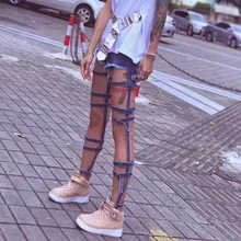 Панк готический прилива краситель контраст Полые Сексуальные Высокая талия рваные джинсовые брюки для женщин Harajuku уличная джоггеры джинсы брюки клуб