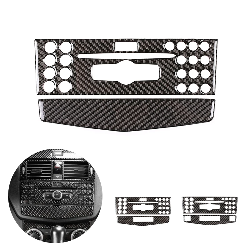 

For Mercedes Benz C Class W204 2007 2008 2009 2010 Car Center Control Navigation Panel Frame Carbon Fiber Cover Decor
