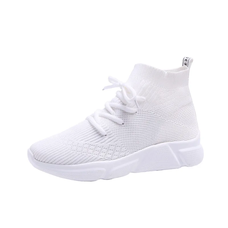 

2019 Spring New Socks Shoes Net Red Old Shoes Wild High Flynit Breathable Small White Shoes Women's Vulcanize Shoes