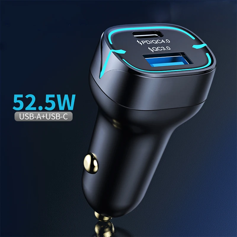USB C автомобильное зарядное устройство 52 5 Вт автомобильный адаптер с одним 30 PD